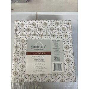 South Point Home Fashions Twin XL Sheet Set 4pc Microfiber Floral Tan 1019729